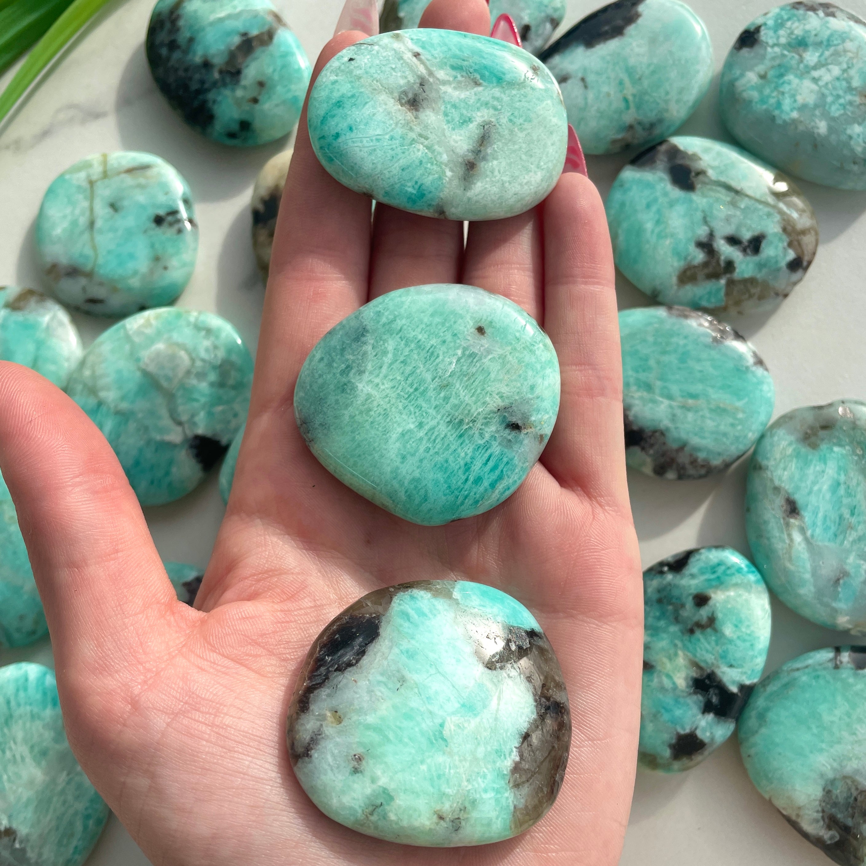 Pocket Palm Stone - Green Amazonite Pocket Palm Stone - Green Amazonite